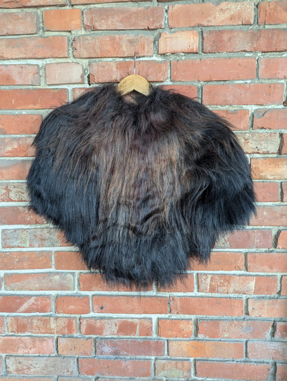 Viking Fur Cloak Black Brown – Real Icelandic Sheepskin – Wikinger Fellumhang – Rustikal Wild – Einzelstück 621