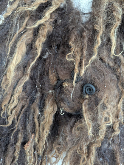 Viking Fur Cloak Dark Brown XXL – Real Scandinavian Sheepskin – Metal Brooch – Wikinger Fellumhang –  622