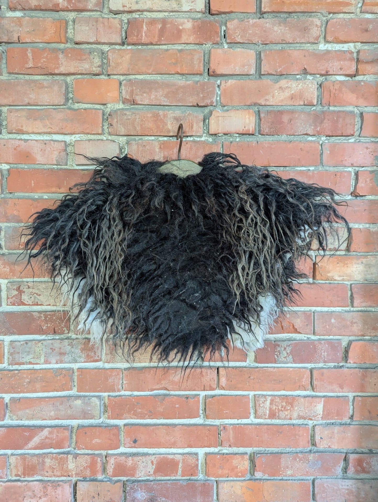 Viking Shoulder Fur – Scandinavian Sheepskin-  Black & White – Rustikal | Wild – Einzelstück 717