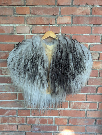 Viking Shoulder Fur XL – Icelandic Sheepskin Grey & Black – Nordic | Ice – Einzelstück 719