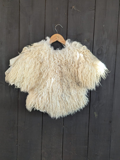 Viking Shoulder Fur Cream – Real Heidschnucke Sheepskin – Wikinger Schulterfell – Einzelstück 732