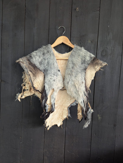 Post Apocalyptic Fur Cloak Grey – Endzeit LARP Fellumhang – Real Heidschnucke – Viking Halloween – Einzelstück H12