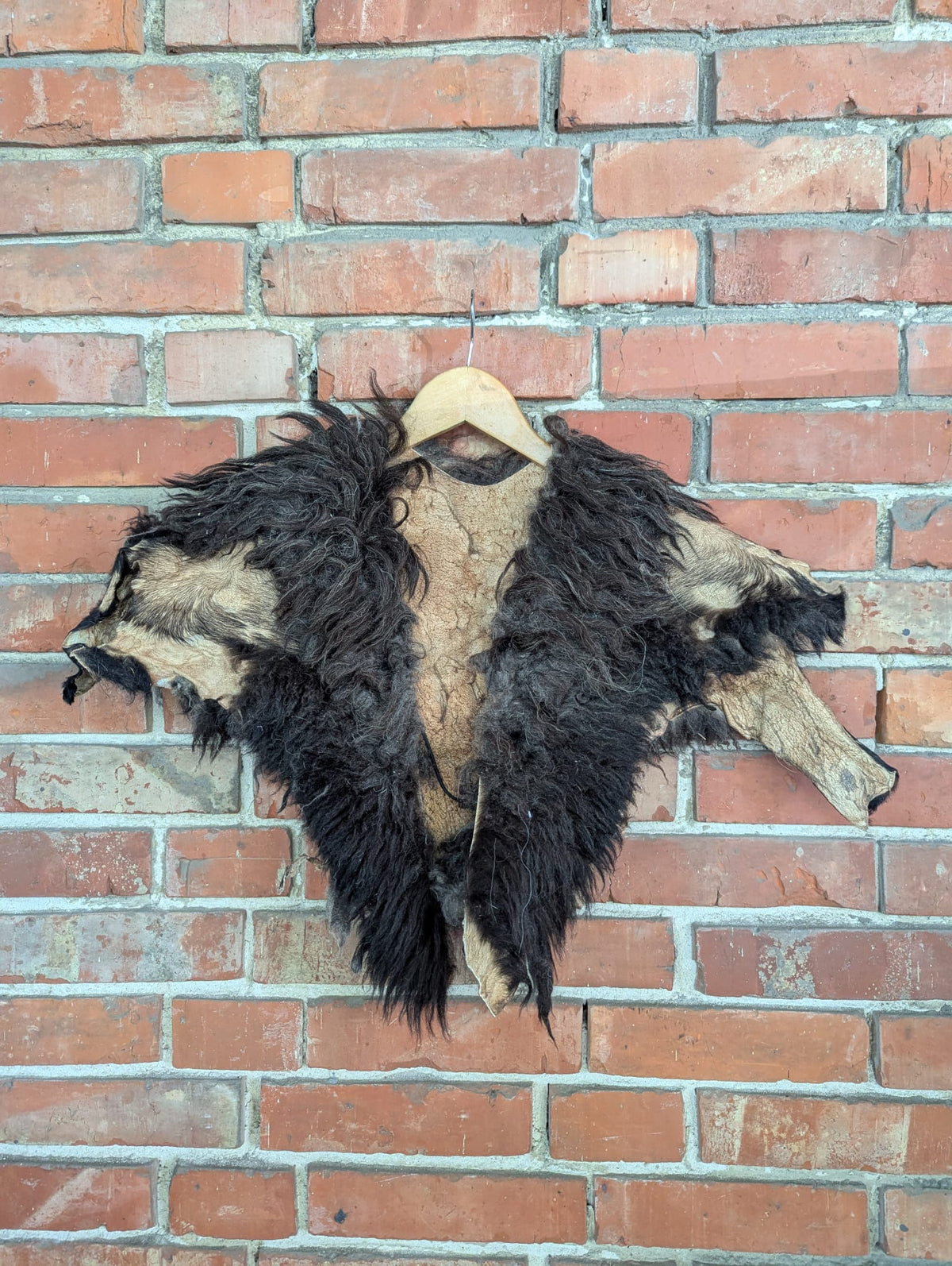 Viking Shoulder Fur Dark – Real Heidschnucke Sheepskin – Wikinger Schulterfell – LARP Fantasy Halloween – Einzelstück H18