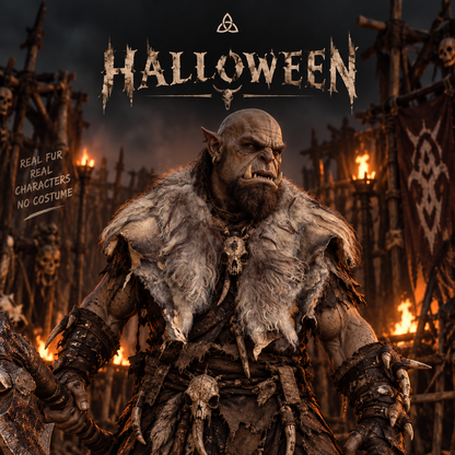 Wide Viking Shoulder Fur – Real Heidschnucke Sheepskin – LARP Orc Barbarian Halloween – Einzelstück H27