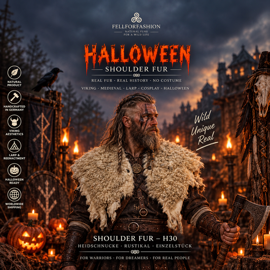 Viking Shoulder Fur Cream – Real Heidschnucke Sheepskin – Wikinger Schulterfell – Mittelalter Halloween – Einzelstück H30