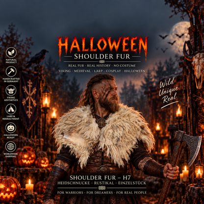 Viking Shoulder Fur Natural – Real Heidschnucke Sheepskin – Wikinger Schulterfell – Mittelalter – Einzelstück H7